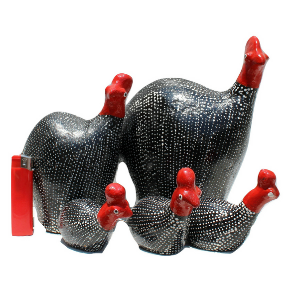 Guinea Fowl Clay Family African Curio