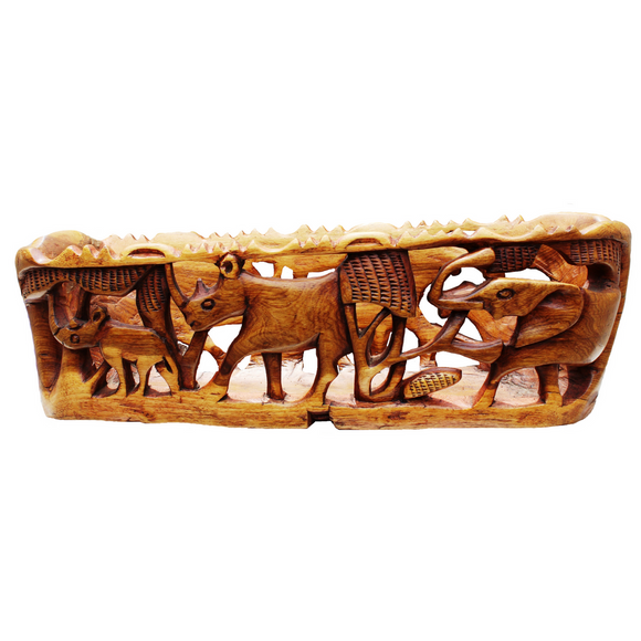 Handcarved Kiaat Wooden Fruit Basket