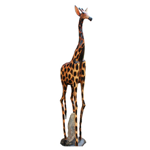 Handcarved Extra Large Wooden Giraffe African Curio