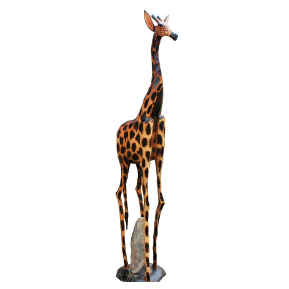 Handcarved Extra Large Wooden Giraffe African Curio