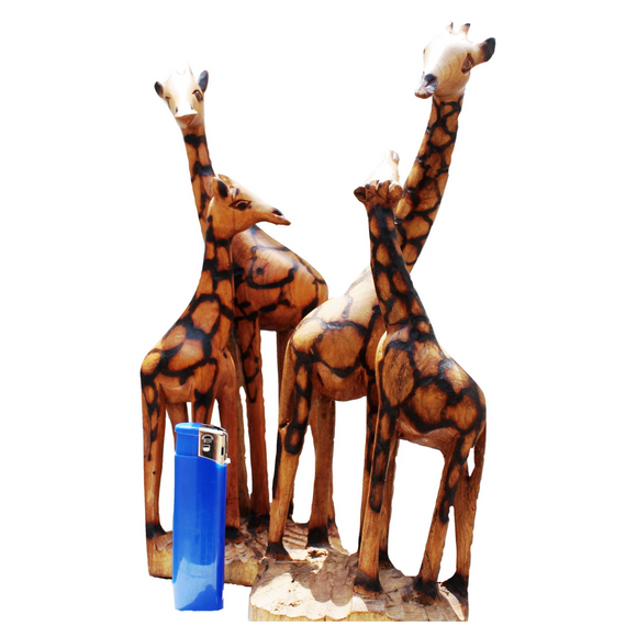 Handcarved Wooden Giraffe Mother & Baby African Curio